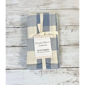Blue Plaid Cloth Napkins Set of 4